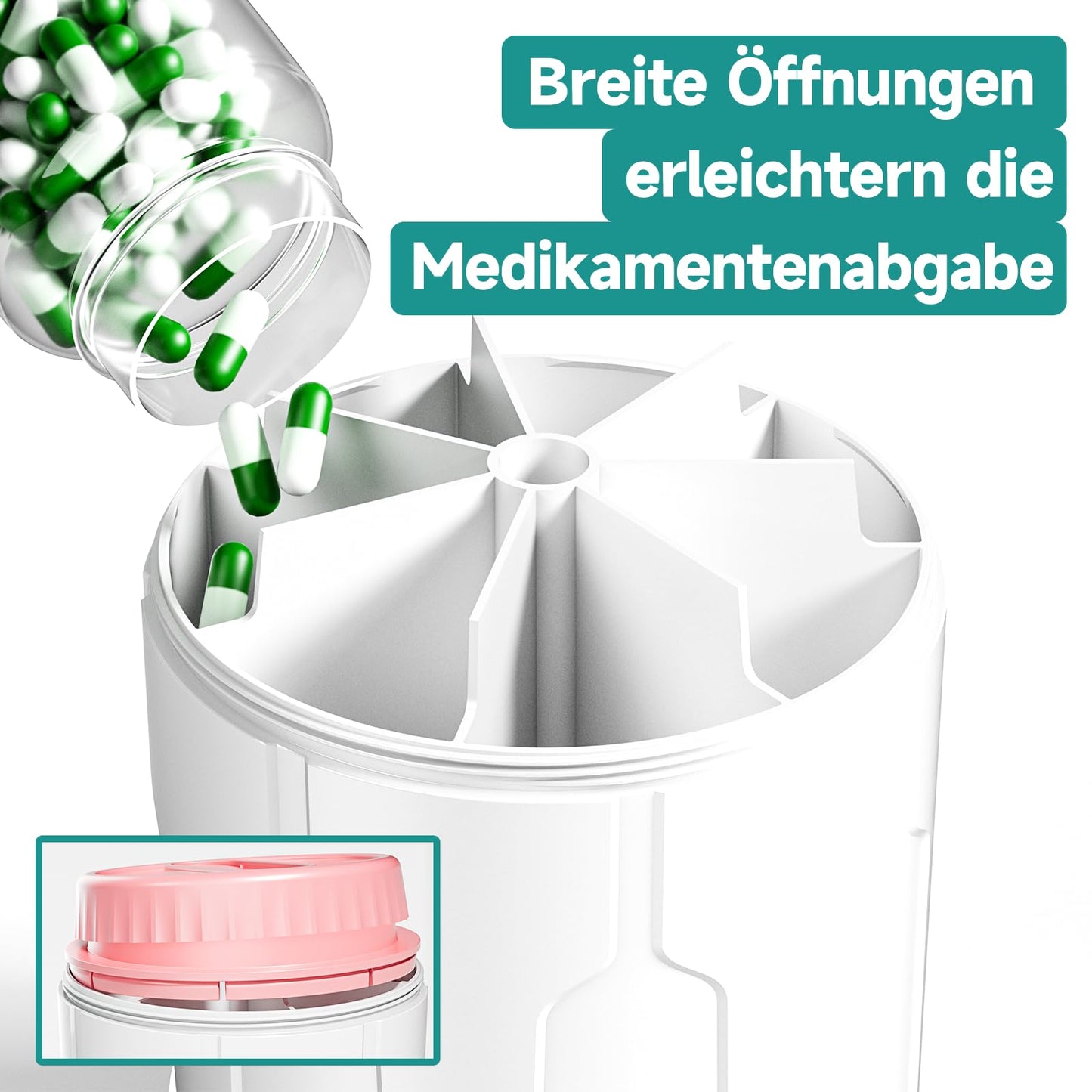 Tablettenbox 7 Tage, Windtrace Wöchentliche Reise Pillendose 7 Fächer mit Großen Separaten Fächern, Tägliche Medikamentenbox für Vitamine oder Medikamente zu halten, einschließlich 21 St. Etiketten