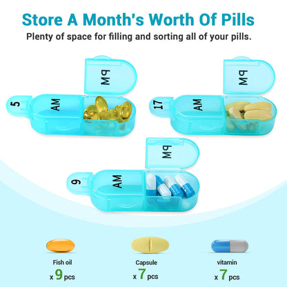 Pill Organizer Monthly 2 Times a Day, 30 Day Pill Organizer AM PM, One Month Pill Box Organizer with Unique Handle Design, 31 Day Travel Midicine Pill Cases Hold to Vitamin, Supplements & Medications…