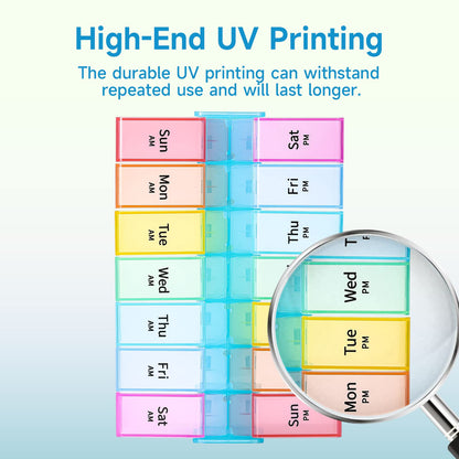 Extra Large Pill Organizer, 2 Times a Day Large Weekly Medicine Organizer, Pill Box 7 Day Am Pm to Hold Daily Fish Oils, Vitamins, Supplements, Jumbo Pill Container with Big BPA Free Pill Holder