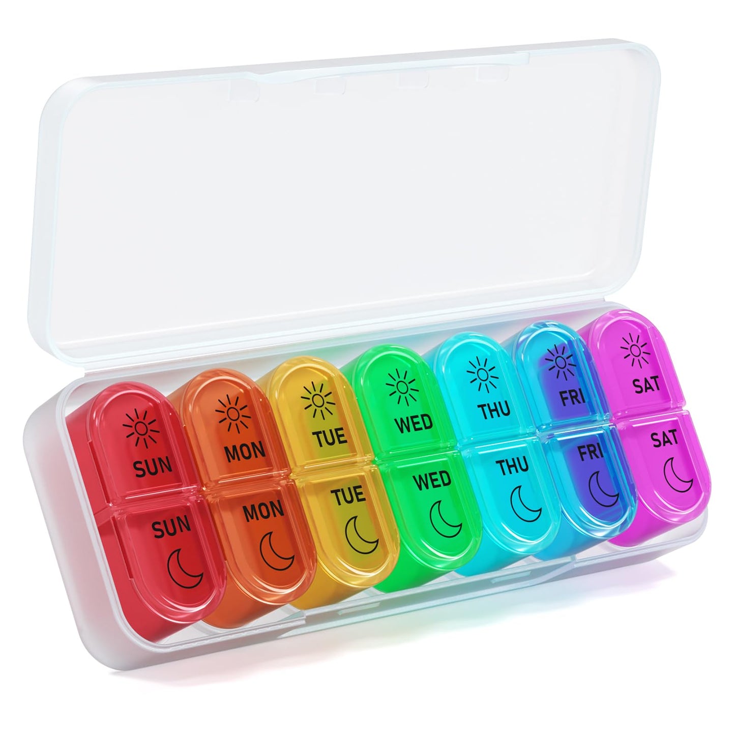 7 Days AM PM Pill Organizer - 2 Times a Day Large Weekly Pills Case, BPA-Free Pills Box Container Holder, Morning and Night Pill Boxes with 7 Daily Pocket Cases to Hold Vitamins, Medicine & Supplement