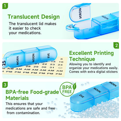 Monthly Pill Organizer 3 Times A Day, 30 Day Pill Organizer Morning-Noon-Night, One Month Pill Box Organizer with Travel Pill Case, 31 Day Medicine Organizer to Hold Vitamin, Supplements, Medication