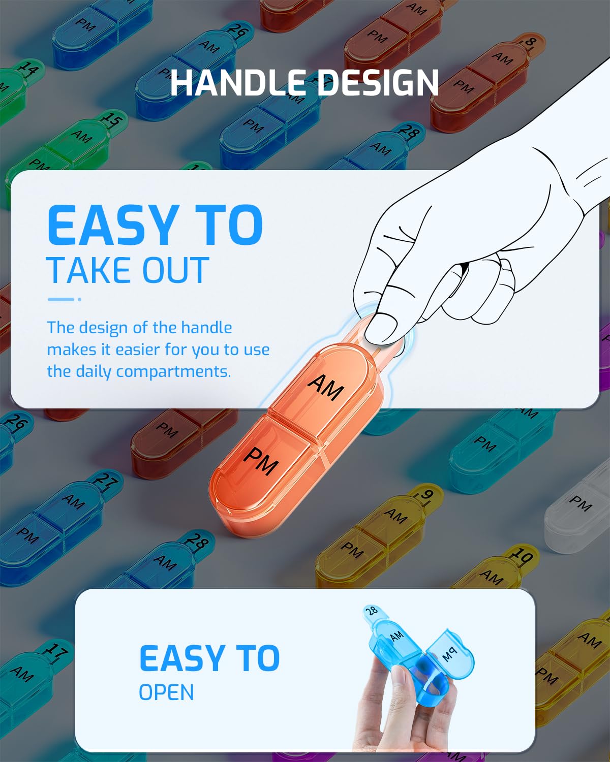 Monthly Pill Organizer 2 Times a Day, 30 Day Pill Organizer AM PM, Portable 31 Day Pill Organizer Twice a Day, Large One Month Pill Box Cases for Vitamins, Fish Oil, and Supplements