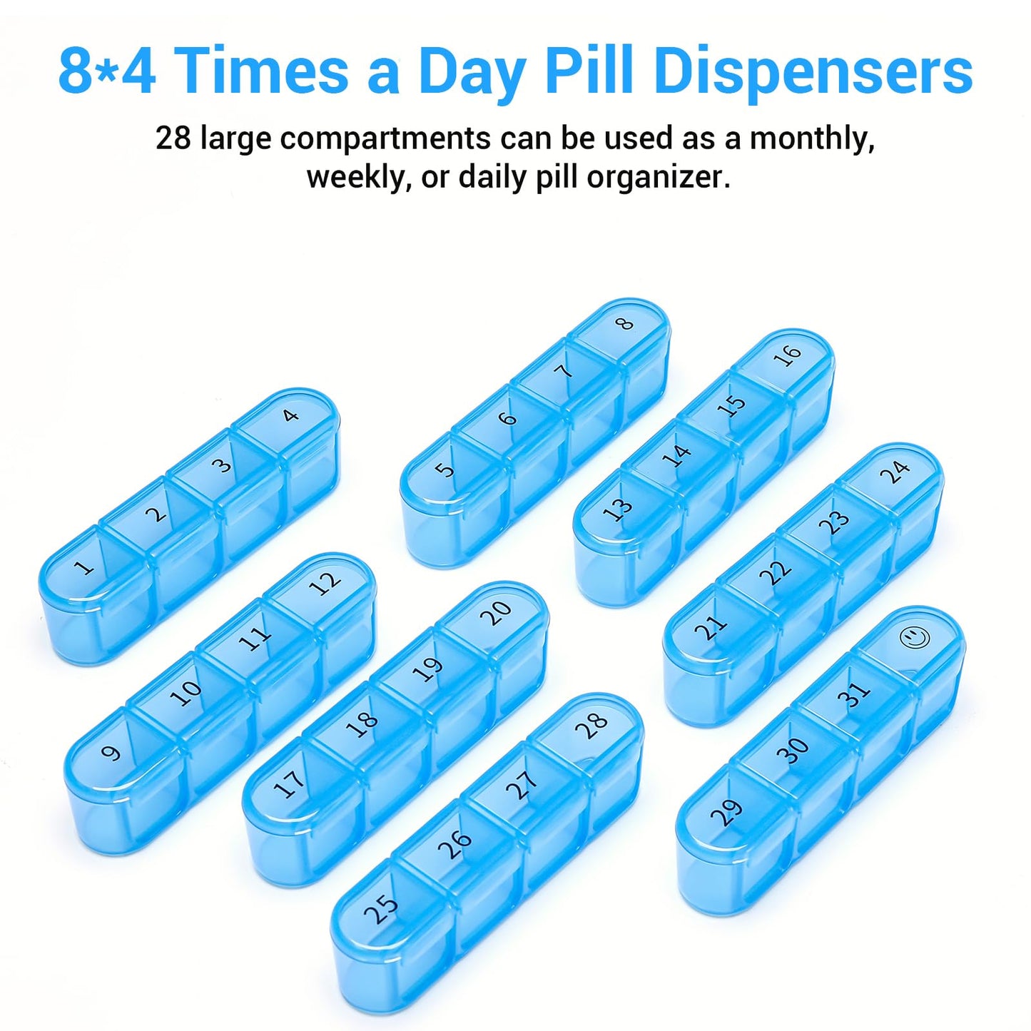 Windtrace Monthly Pill Organizer 1 Times a Day,30 Day Pill Box,One Month Pill Case Once a Day,31 Day Pill Holder Medicine Organizer for Vitamin