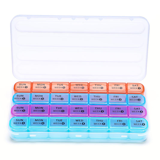 Weekly Pill Organizer(4 Weeks), Monthly Large 28 Days Pill Organizer with Removable 7 Days Pill Box, Daily Pill Cases Medicine Organizer for Fish Oils, Vitamins, Supplements, and Medications