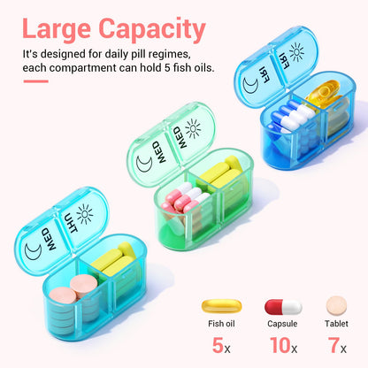 Weekly Pill Organizer 2 Times A Day, Windtrace Large Travel Pill Box 7 Day, AM PM Daily Medicine Pill Organizer with 7 Daily Pocket Cases, Pill Holder Container for Vitamin, Supplement, Fish Oil