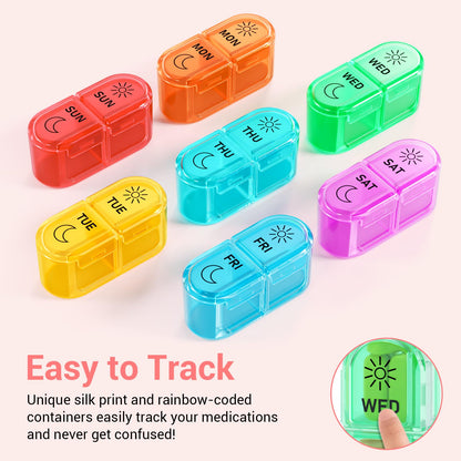 Weekly Pill Organizer 2 Times A Day, Windtrace Large Travel Pill Box 7 Day, AM PM Daily Medicine Pill Organizer with 7 Daily Pocket Cases, Pill Holder Container for Vitamin, Supplement, Fish Oil