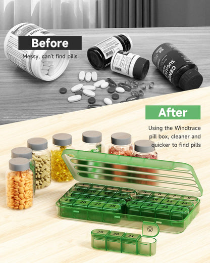 Monthly Pill Organizer 1 Times a Day,30 Day Pill Box,One Month Pill Case Once a Day,31 Day Pill Holder Medicine Organizer for Vitamin,Green